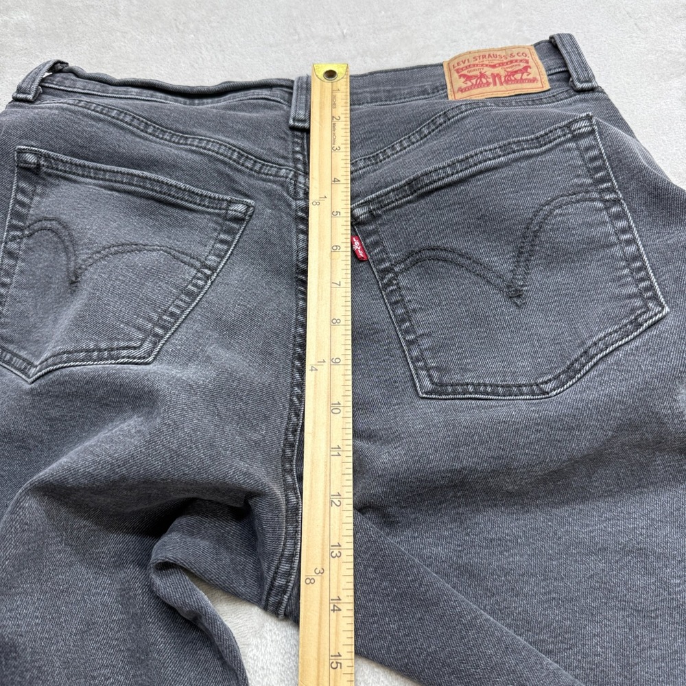 Levis Ribcage Bell Jeans Women 32 Faded Black Super High Rise Wide Leg Boho 70s - Picture 8 of 10